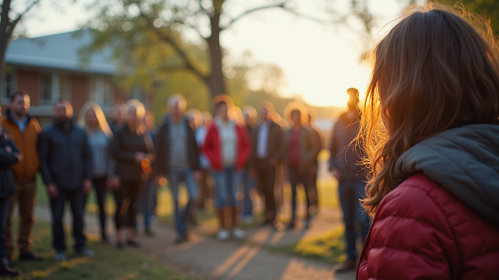 Eye-level view of a community gathering celebrating the unveiling of an art project