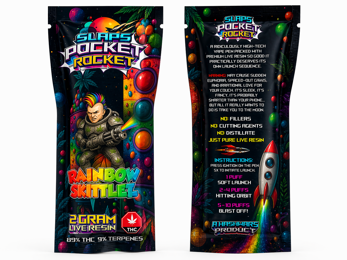Slaps Pocket Rocket – Rainbow Skittlez 2G Live Resin Vape