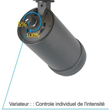 Miniature : ILYAS 12W Dim variateur 1-10v. focus ajustable 10°- 50° / Rail monophasé