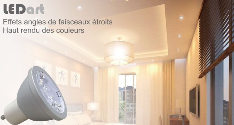Miniature : GU10 5W faisceau 4° Ra80/90