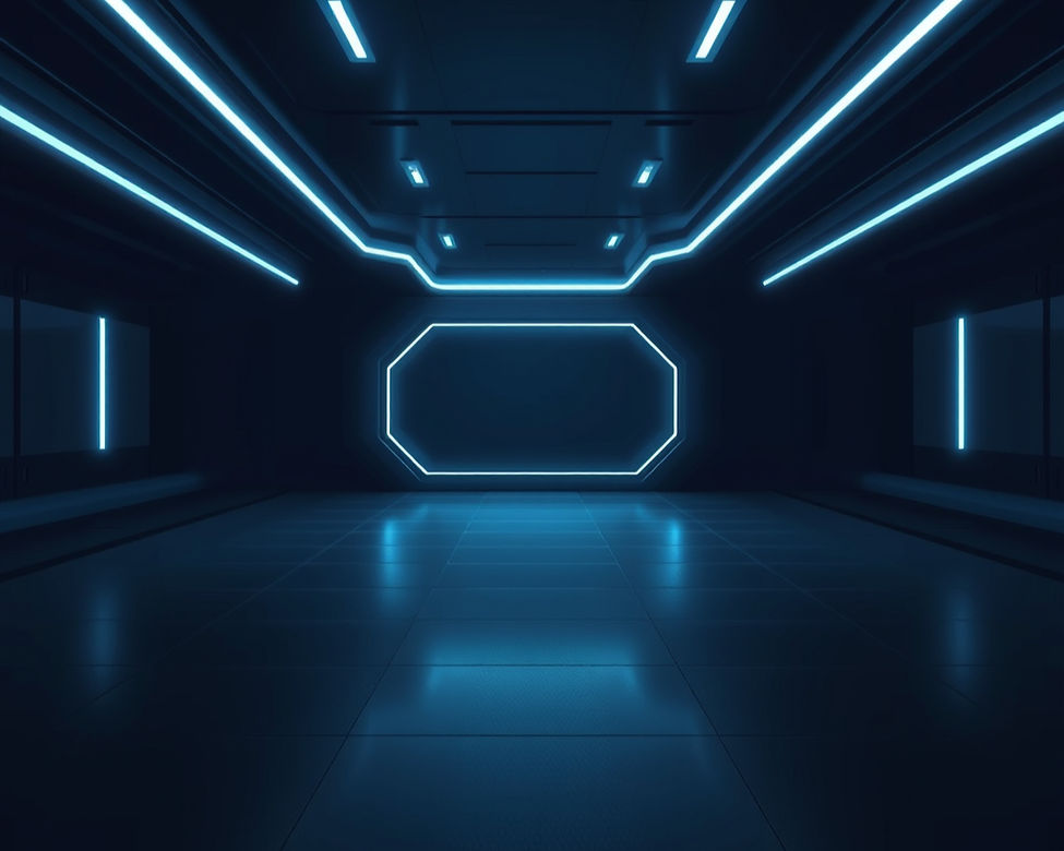 design a futuristic dark blue space with a little of a tech feel to it, more of a empty sp