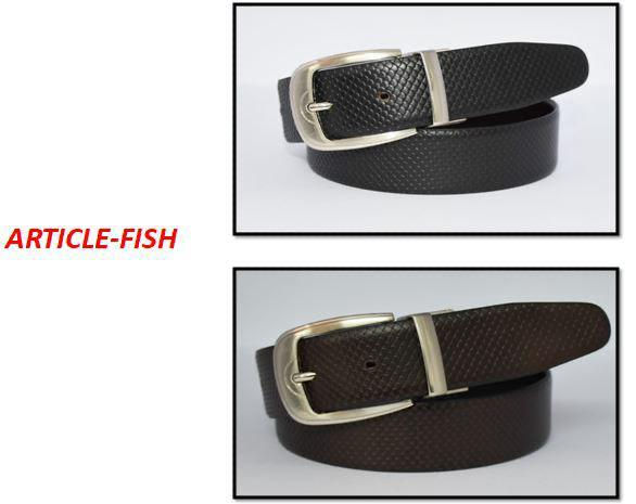 FISH – Men's Fish Scale Textured Reversible Leather Belt