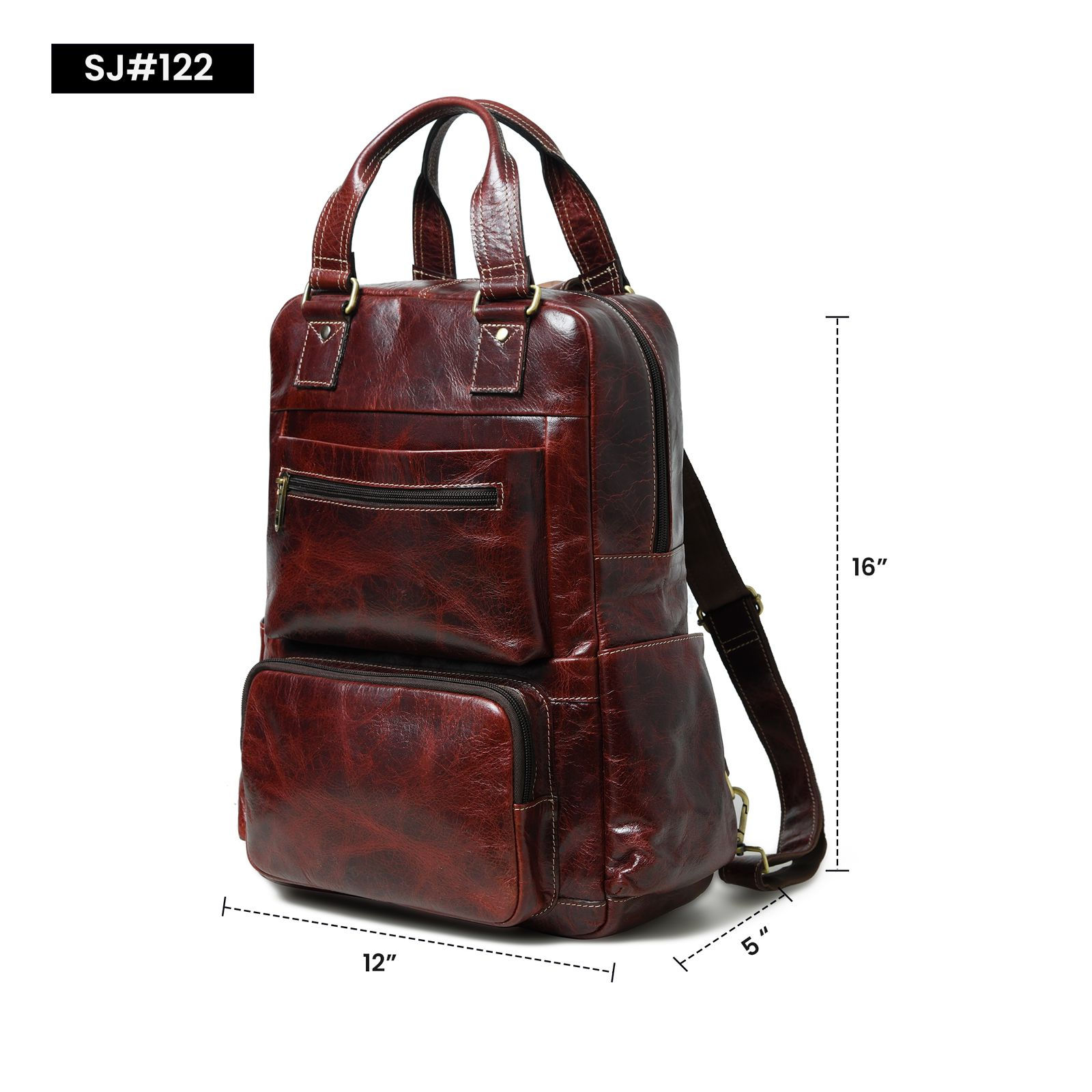 Vintage Pull-Up Leather Laptop Backpack