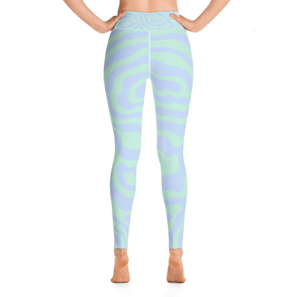 Thumbnail: Women's Tropical Print Retro Kelp Yoga Leggings