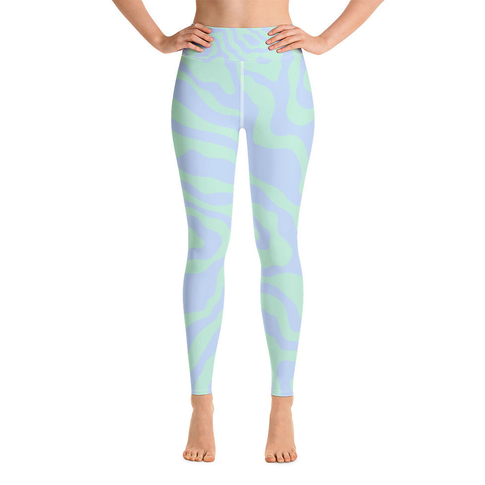 Thumbnail: Women's Tropical Print Retro Kelp Yoga Leggings