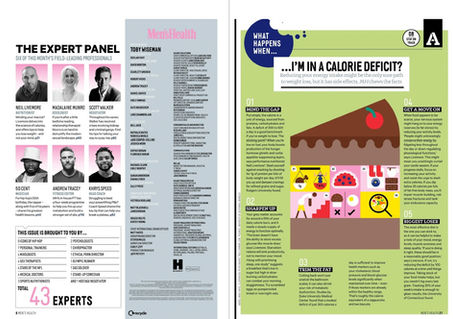Mens health article and contents page featuring neil livemore sports and performance nutritionist