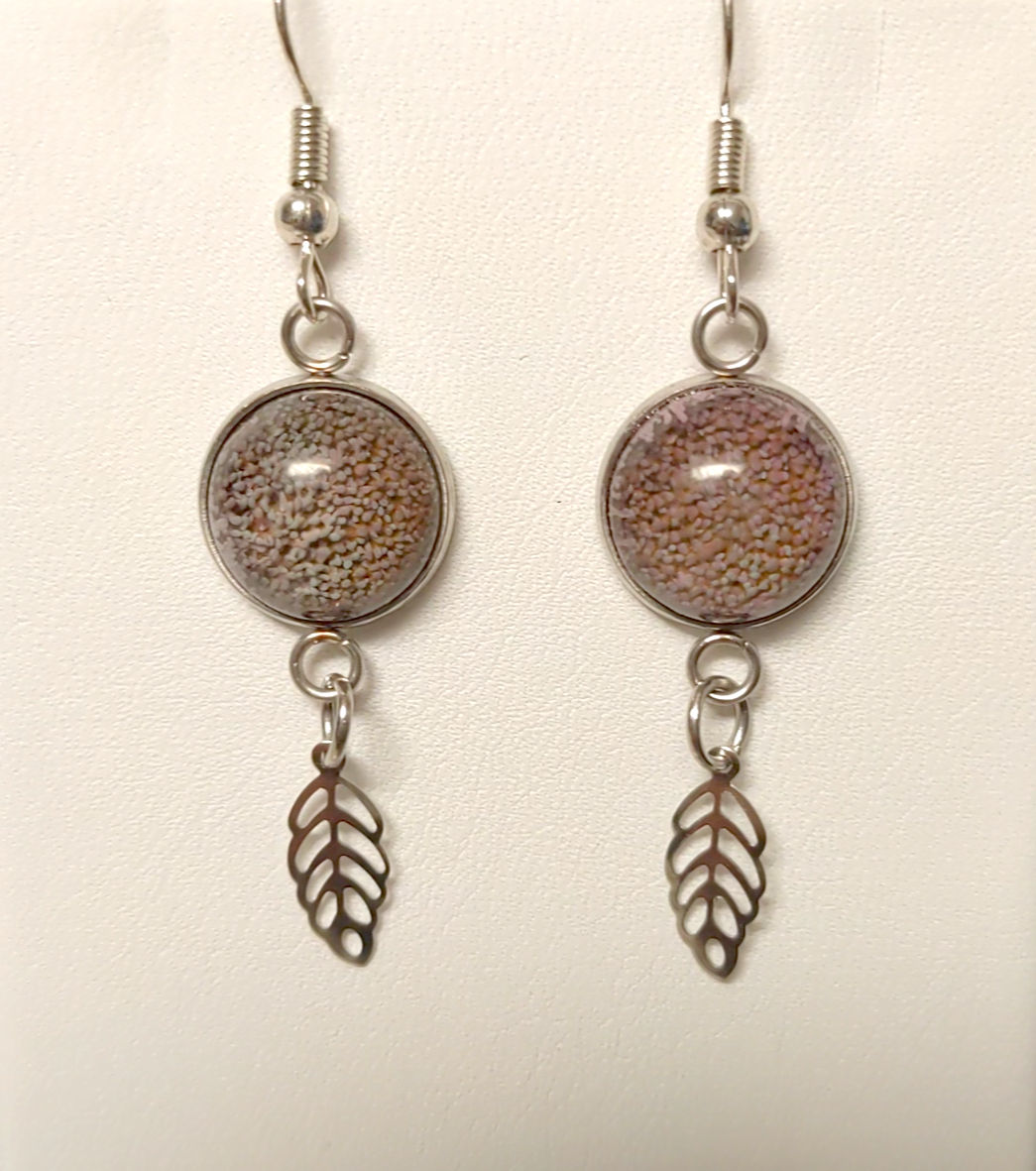 12mm light purple earrings with feather charm