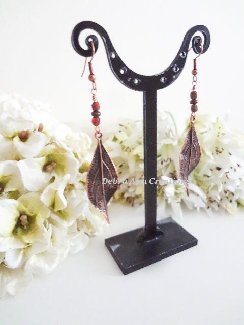 Thumbnail: Antique Copper Leaf Earrings FSER7005