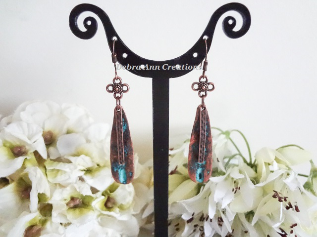 Thumbnail: Antique Copper Patina Teardrop Earrings FSER7002