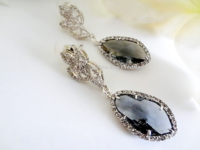 Grey Crystal Teardrop Earrings BRER4042