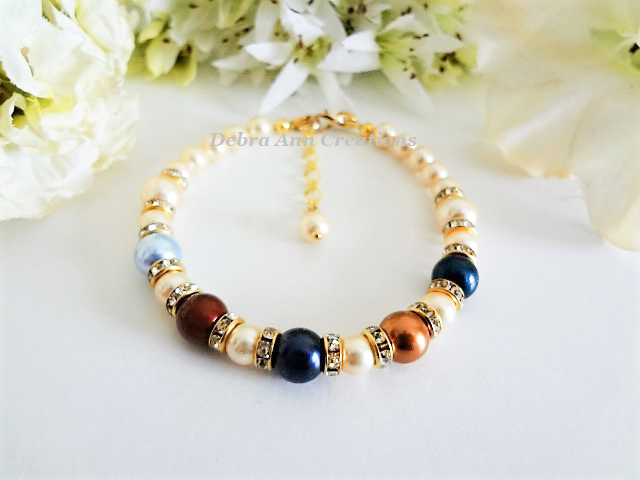 Thumbnail: Ivory Pearl Family Birthstone Clasp Bracelet MBR9003