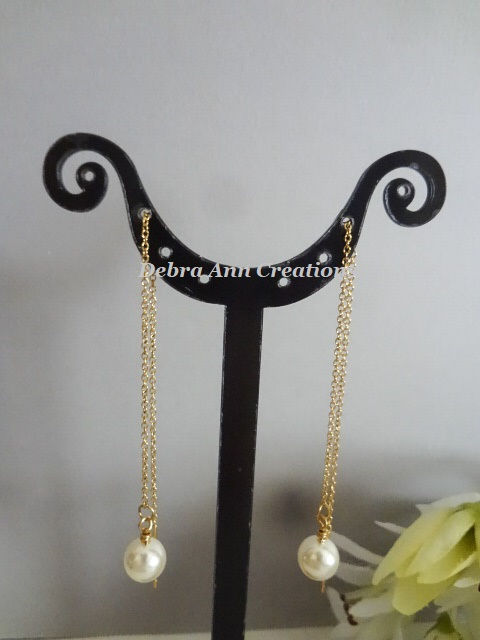 Thumbnail: Pearl Drop Gold Threader Earrings BRER4079