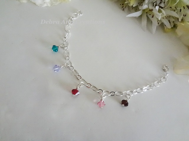Thumbnail: Crystal Bicone Mothers Charm Bracelet MBR9007