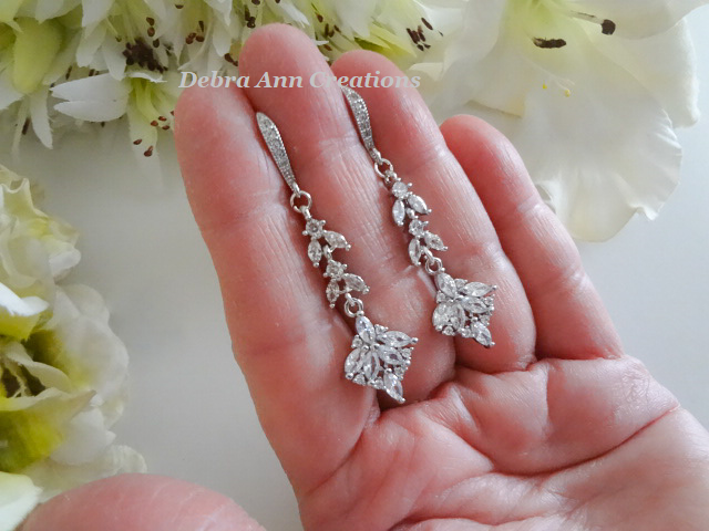 Thumbnail: Cubic Zirconia Crystal Marquise Wedding Earrings BRER4061