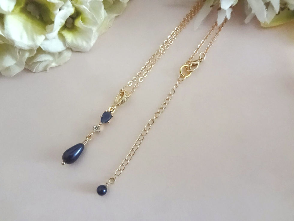 Thumbnail: Sapphire and Blue Pearl Necklace and Earrings Set