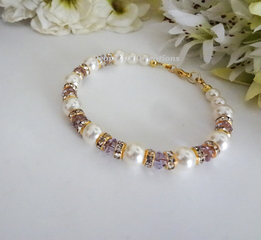 Thumbnail: Pearl and Alexandrite Crystal Birthstone Bracelet BRTHBR1008