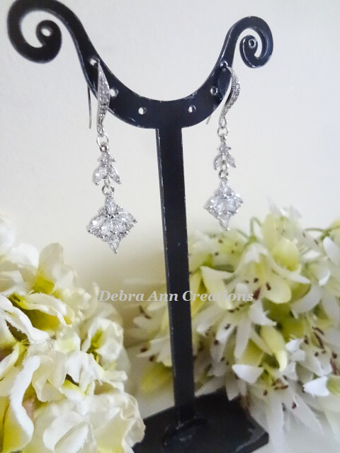 Thumbnail: Cubic Zirconia Crystal Marquise Leaf Wedding Earrings BRER4063