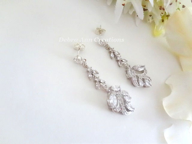 Thumbnail: Cubic Zirconia Marquise Crystal Wedding Earrings BRER4060