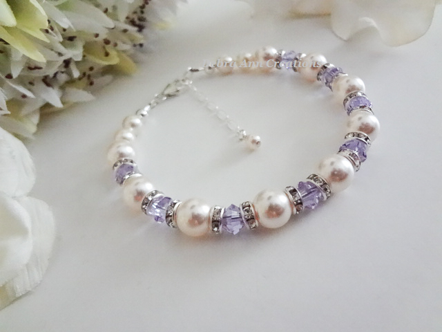 Pearl and Alexandrite Crystal Birthstone Bracelet BRTHBR1008