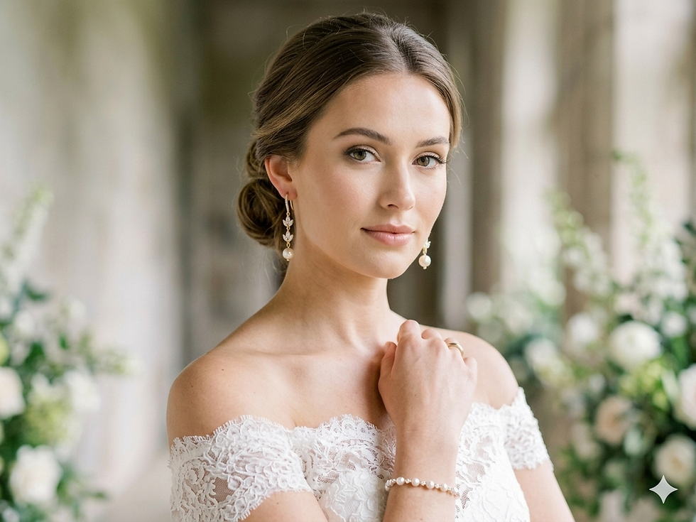 Thumbnail: Pearl and Crystal Bridal Drop Earrings BRER4052