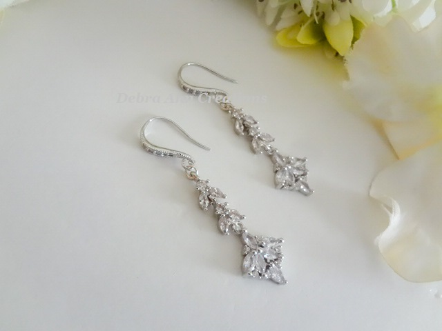 Thumbnail: Cubic Zirconia Crystal Marquise Wedding Earrings BRER4061