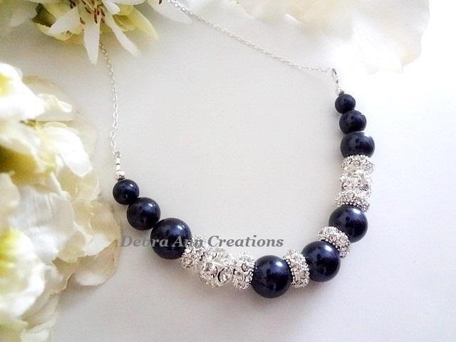 Thumbnail: Pearl and Crystal Pave Collar Bridal Necklace
