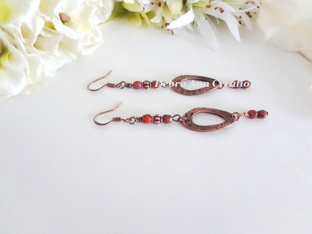 Thumbnail: Antique Copper Long Oval Hoop Earrings FSER7006