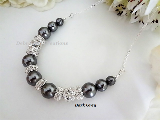 Thumbnail: Pearl and Crystal Pave Collar Bridal Necklace