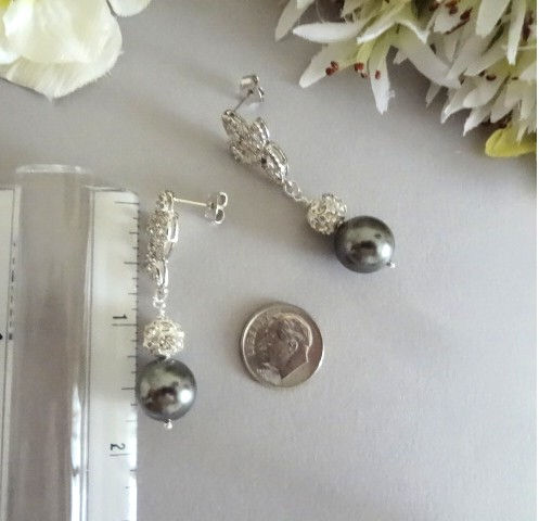 Thumbnail: Pearl and Cubic Zirconia Earrings