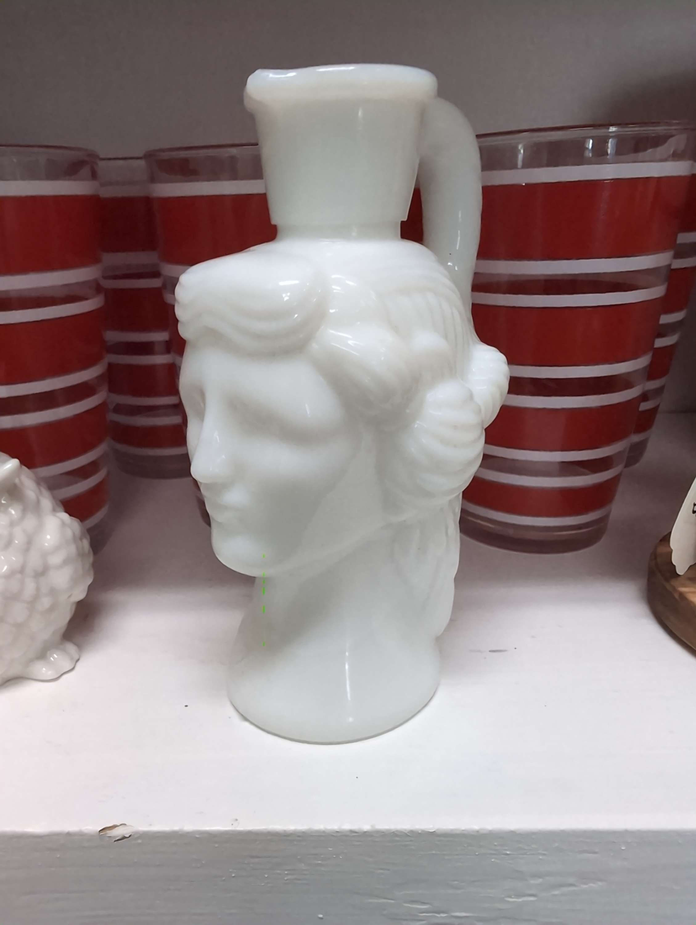 Vintage Avon Grecian Woman Decanter Bottle Milk Glass