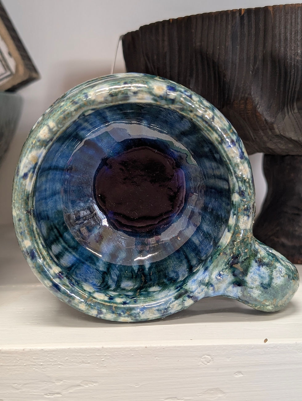Thumbnail: Handmade Pottery Small Mug with Beautiful Blue and Green Glaze