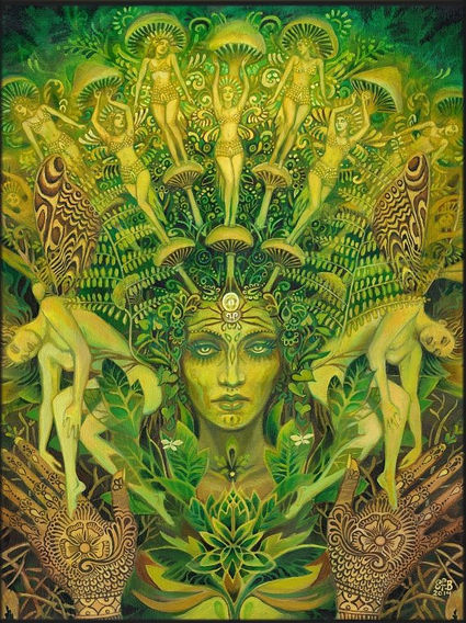 Dryad Forest Nymph Goddess Pagan Psychedelic Art ACEO Mini Print Pagan Mythology Psychedel