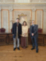 Professor Henrique Napoleão Alves (FNI), Dr. Gabriela Cunha Rodrigues (STJ), and Professor António Pedro Barbas Homem (FDUL) during the extraordinary session of the 2nd Winter Course in the main hall of the Portuguese Supreme Court.