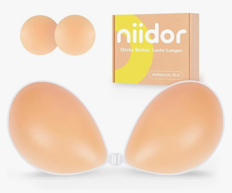 Niidor sticky bra and nipple covers in apricot.
