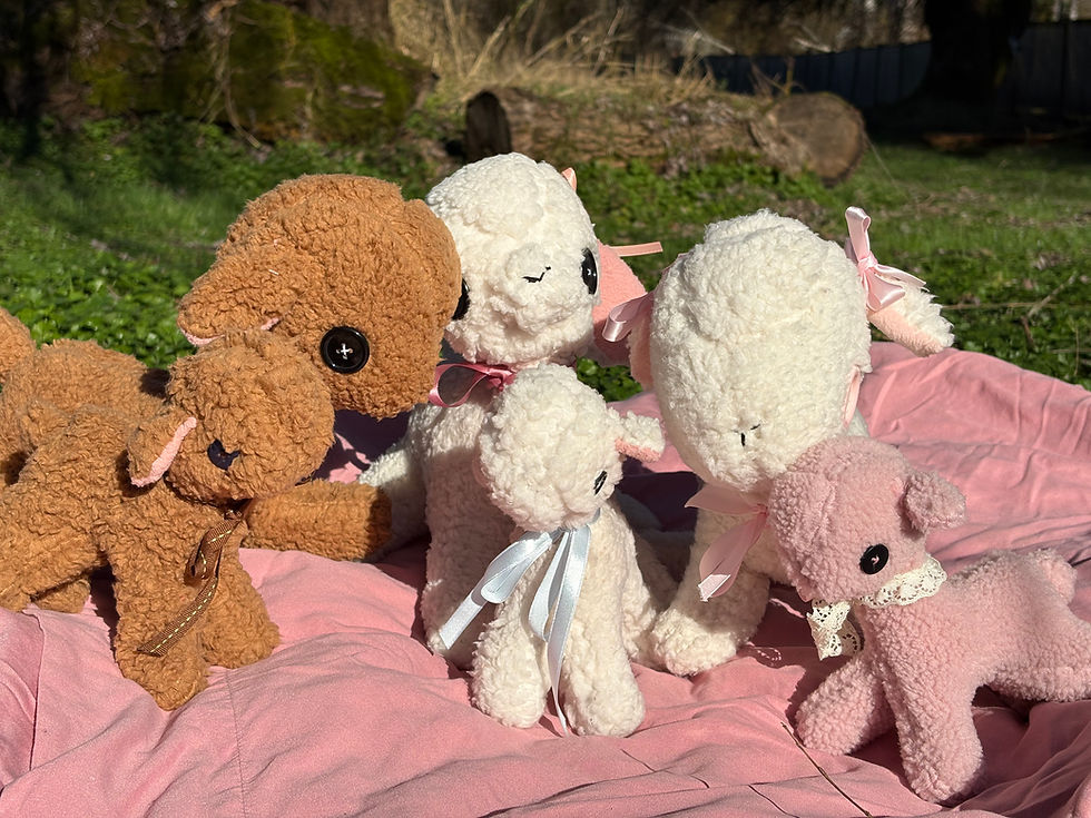 Thumbnail: Small Rose Pink Vintage Style Lamby- Used