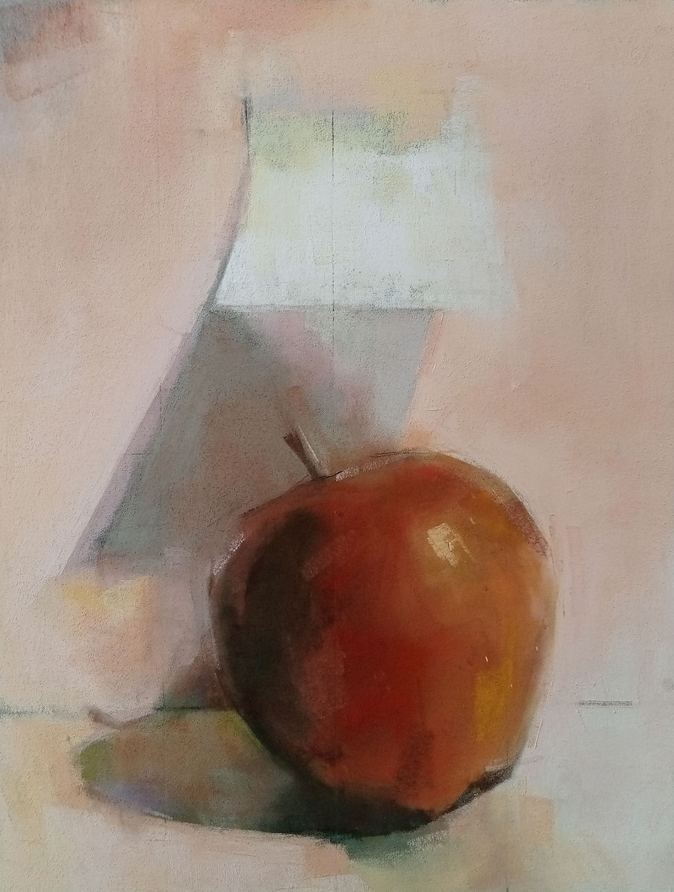 sticky note above red apple