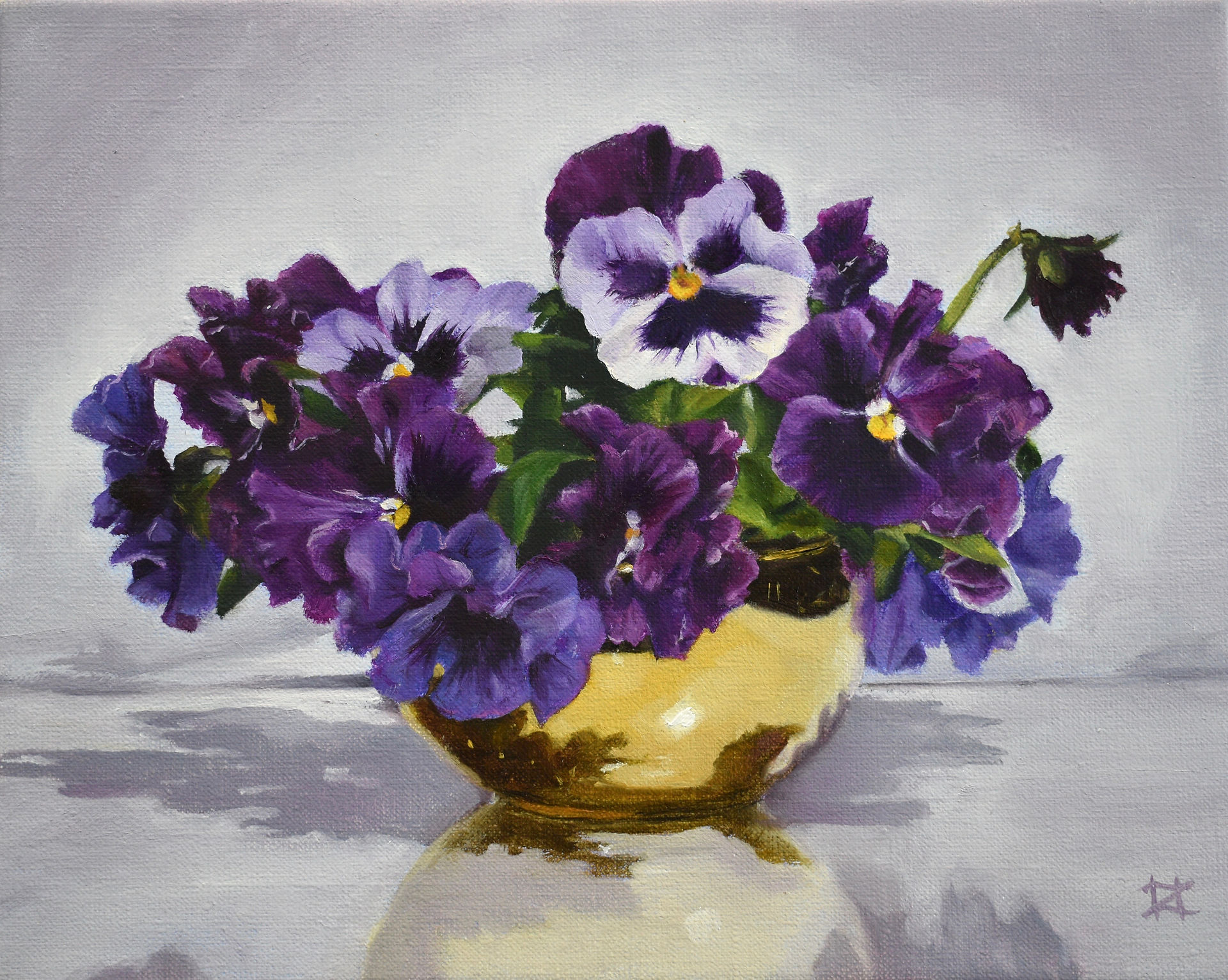 Helena Zabko Phillips - Golden Bowl of Pansies