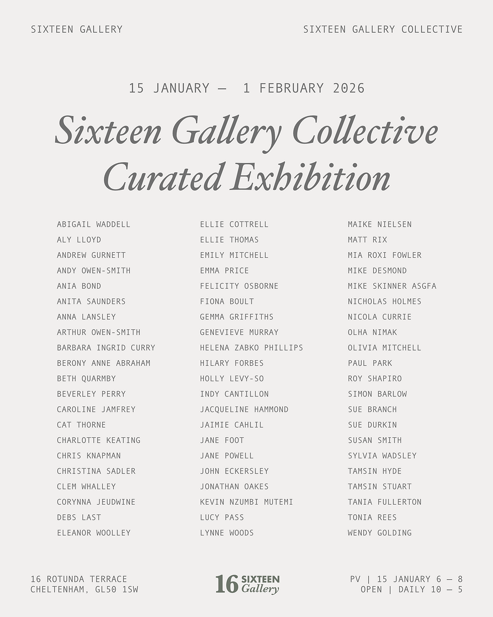 Print's Not Dead exhibition Flyer. Sixteen Gallery, Cheltenham, 11 - 24 December, an exhibition of printed artwork