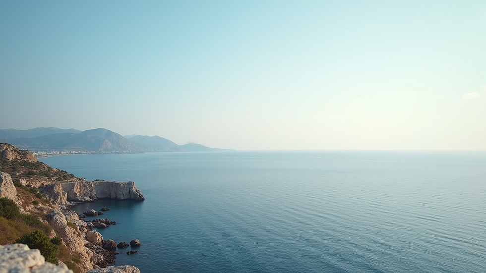 Vista panoramica dal mare delle calette di Cagliari