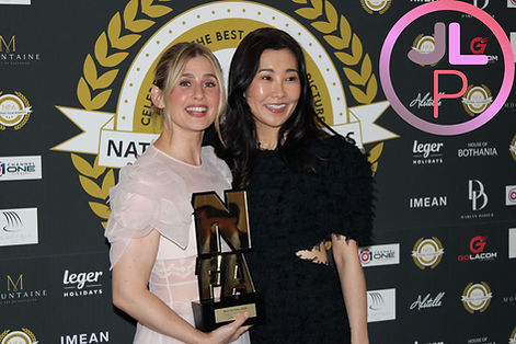 Actress Caroline Kaplan with her NFA 2026 award for best actress for the movie Iron Lung