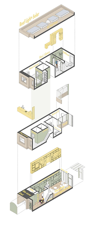 Exploded isometric townhouse