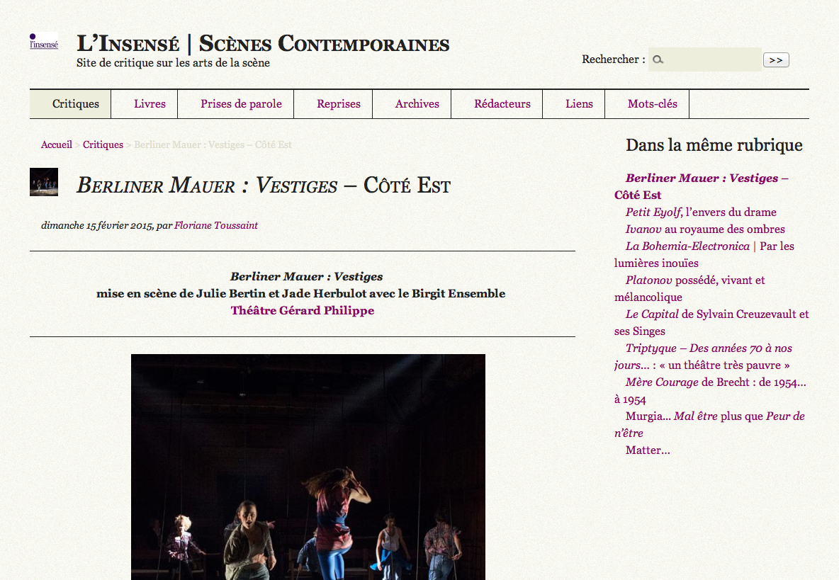 L’Insensé / Scènes contemporaines