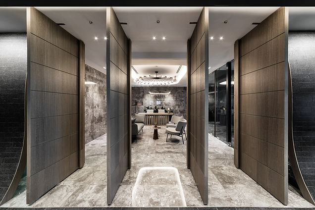 Swivel doors featured in the New Future Holdings office by Aarticle.