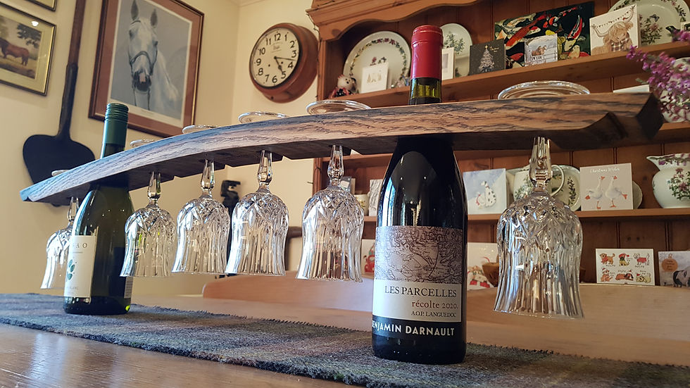 Thumbnail: Oak Stave Bottle and Glass Display