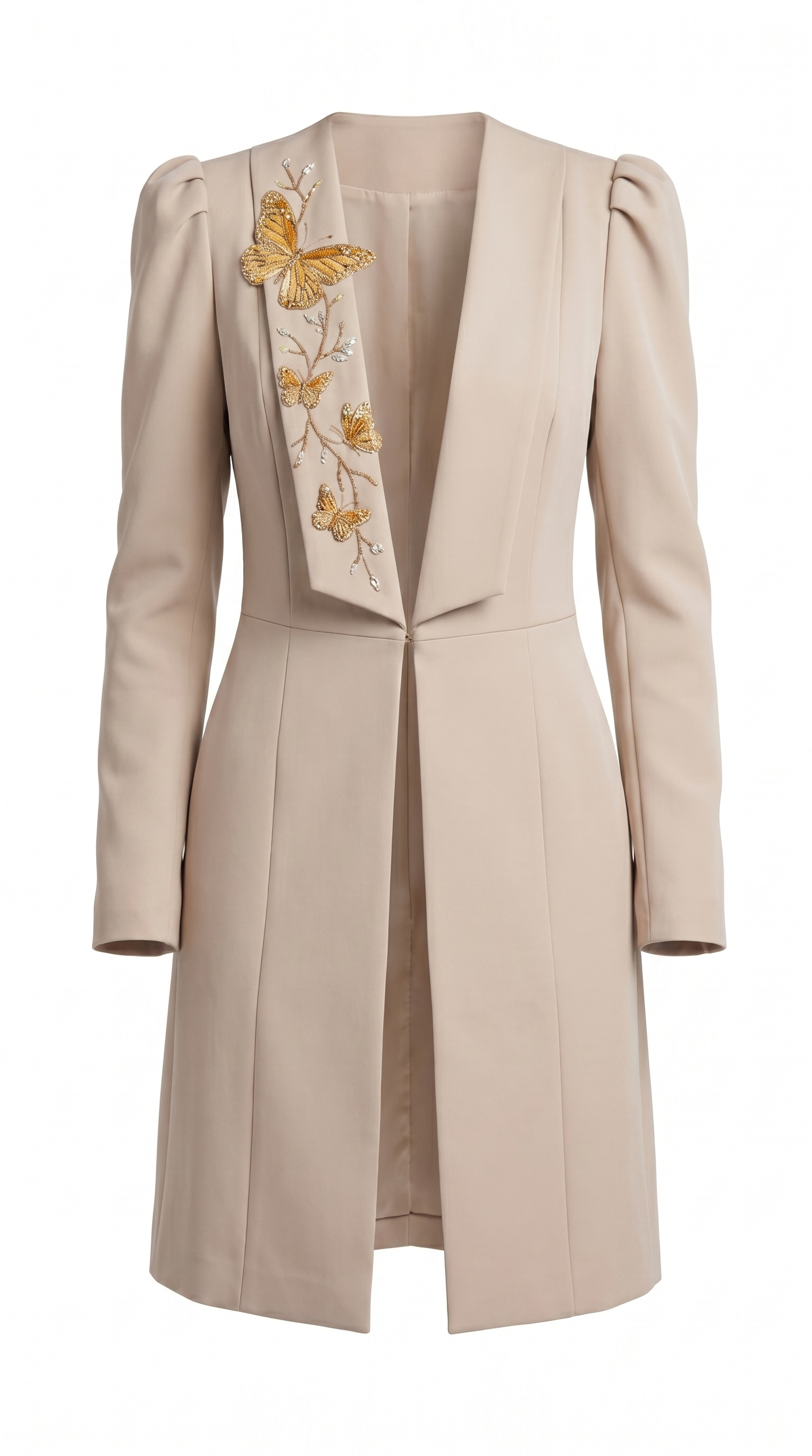 Bata Monarca Beige Bordada Artesanal