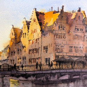 Watercolor paintings of Belgium by Arthur Koopmans. Aquarellen van Belgie.