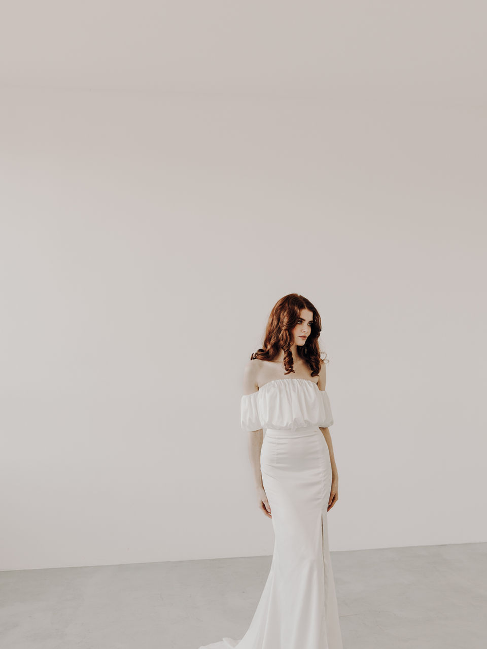 Bridal look with Carmen blouse and fit & flare skirt