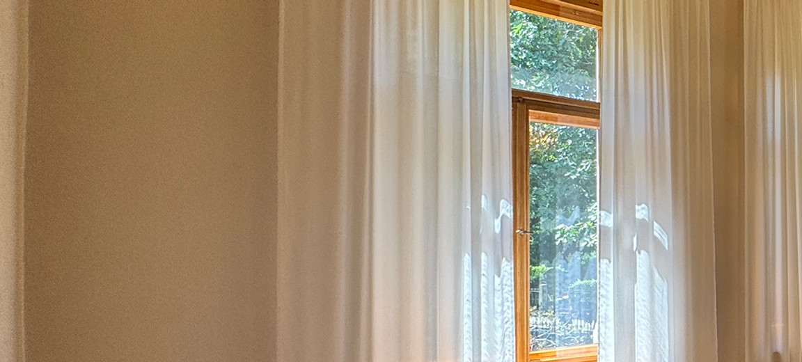Leerer Salon der Villa Waldeck mit Deckenmalerei und Kronleuchter – Fotolocation in Dresden