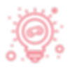 A red line-art lightbulb icon with a game controller inside, set against a dark blue background with circular accents.