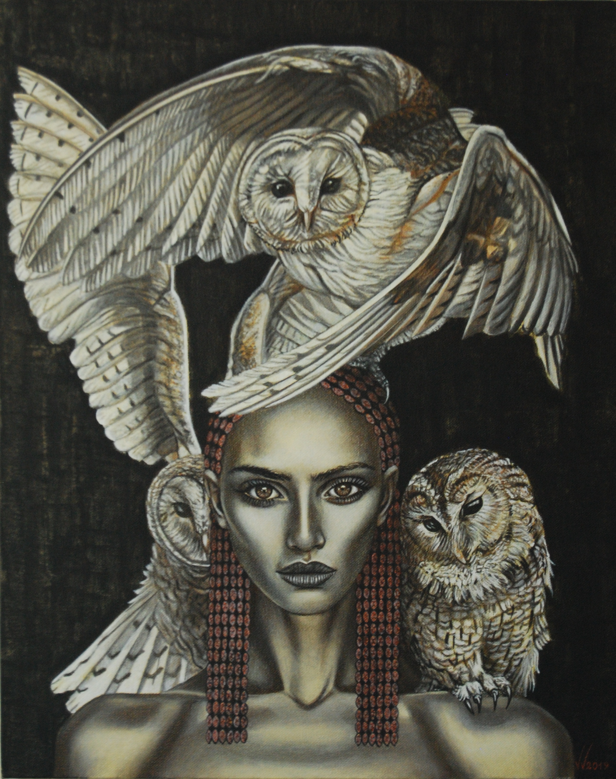 Queen with owls
